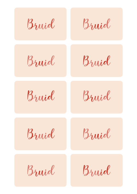 Naamkaartjes Color Splash beige met rood