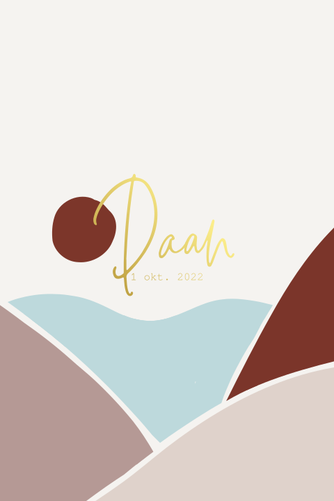 Jongens geboortekaartje met goudfolie en abstracte vormen