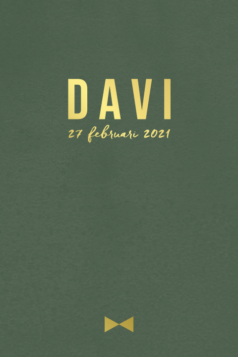 Stoer geboortekaartje goudfolie donkergroene achtergrond 2