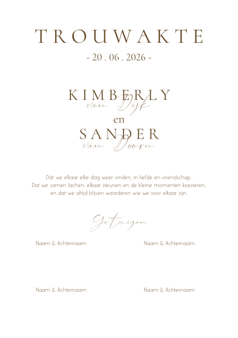 Trouwakte | wit & bruin