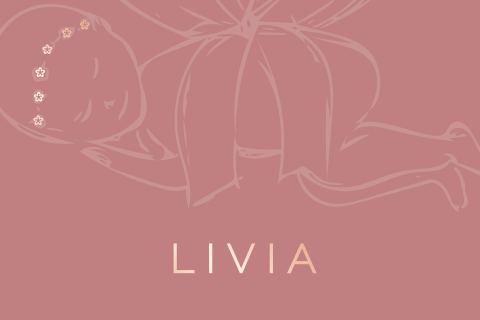 Lief geboortekaartje voor een meisje met folie in rosegoud.