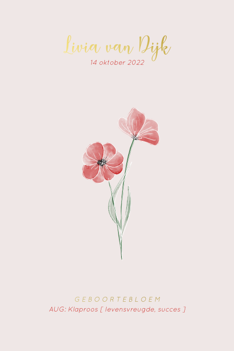 Poster babykamer met geboortebloem van augustus