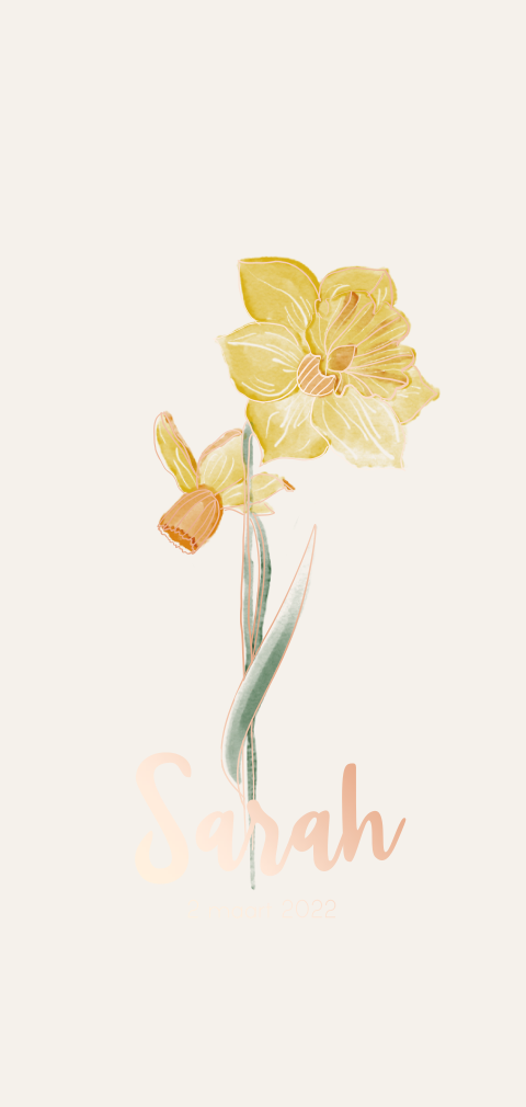 Geboortebloem geboortekaartje maart - Narcis
