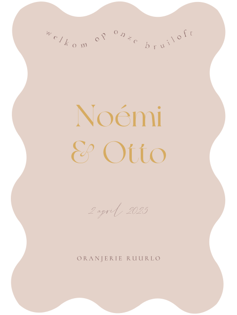 Welkomstbord beige met golvenvorm