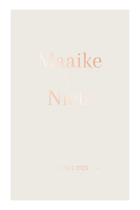 Trouwkaart met zandkleur en folie