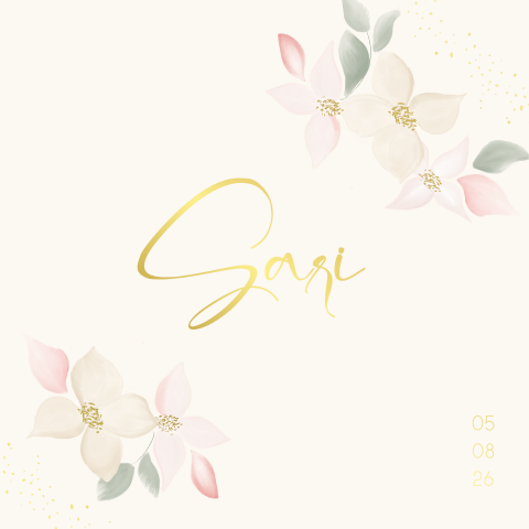 Lief meisjes geboortekaartje met bloemetjes