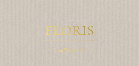 Liggend geboortekaartje met goudfolie en rib patroon