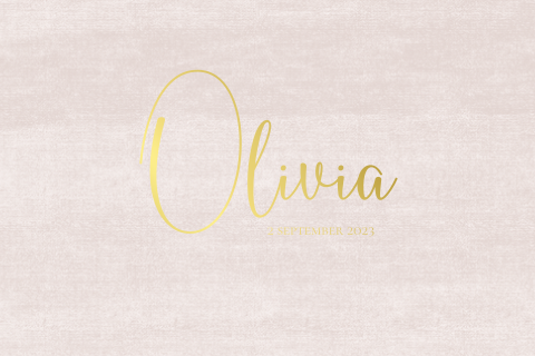 Geboortekaartje voor een meisje met roze linnen