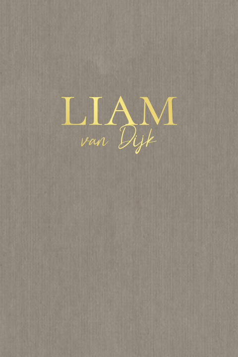 Geboortekaartje met taupe linnenlook en goudfolie