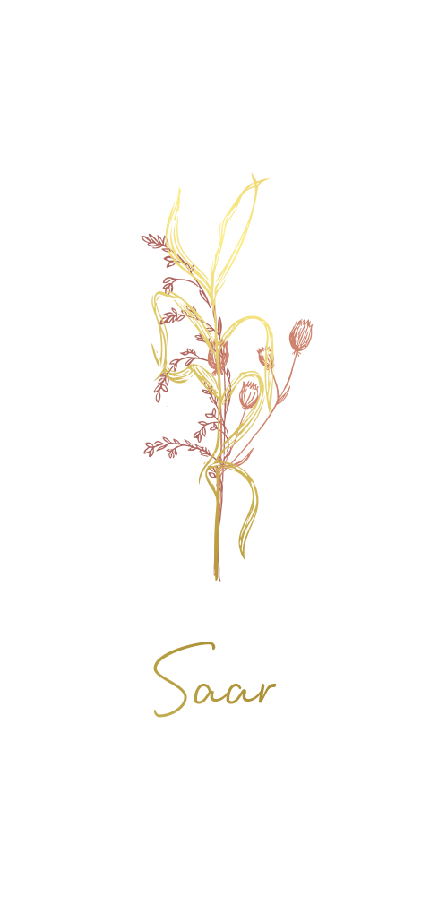 Lief geboortekaartje meisje met droogbloemen in goudfolie