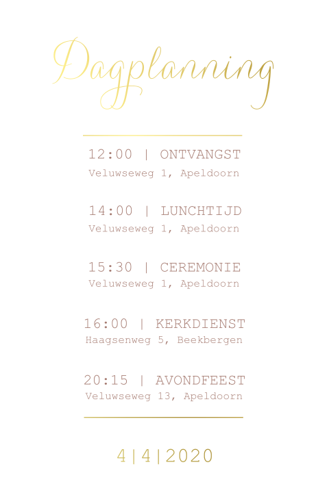 Dagplanning met goudfolie