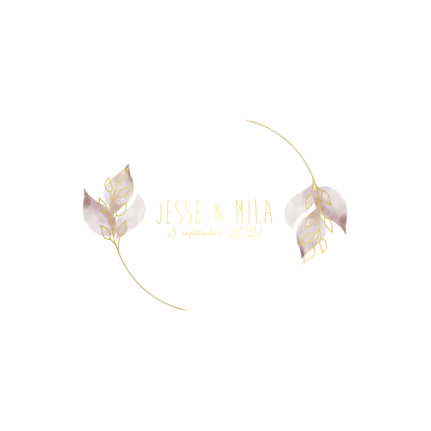 Chique trouwkaart met takjes in folie en roze blaadjes