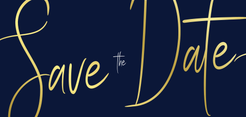 Save the date donkerblauw