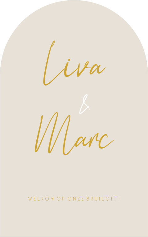 Boogvorm welkomstbord bruiloft zandkleur