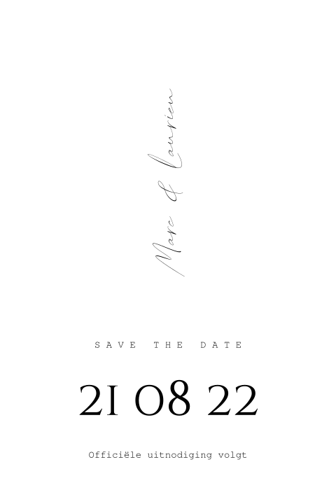 Witte minimalistische save the date zwart wit