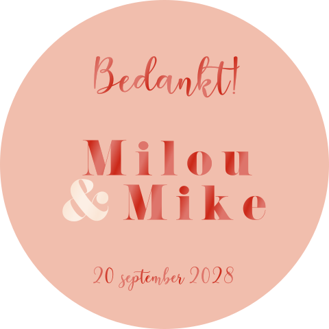 Ronde sticker voor op bedankje
