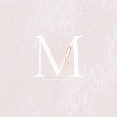 Geboortekaartje met initiaal en folie