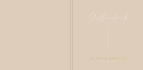 Gastenboek zand met witte tekst