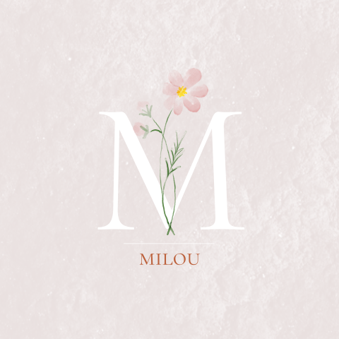 Raambord met initiaal en geboortebloem