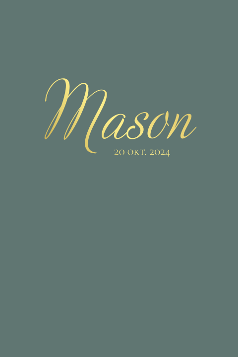 Diepgroen geboortekaartje met goudfolie