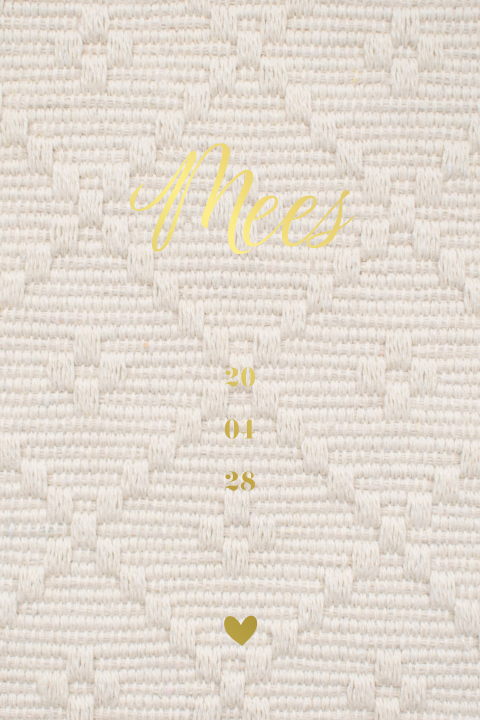 Jongens geboortekaartje met goudfolie