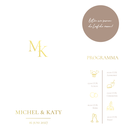 Kaartenset met goudfolie en een extra roze label