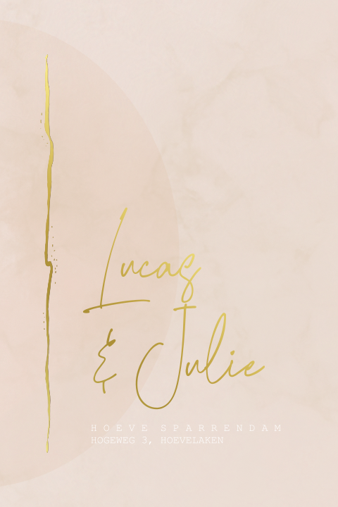 Minimalistisch trouwkaartje abstract met goudfolie