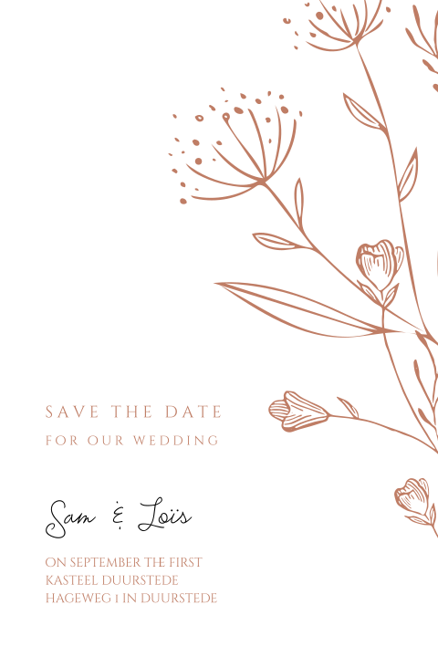 Vrolijke save the date met bloemen