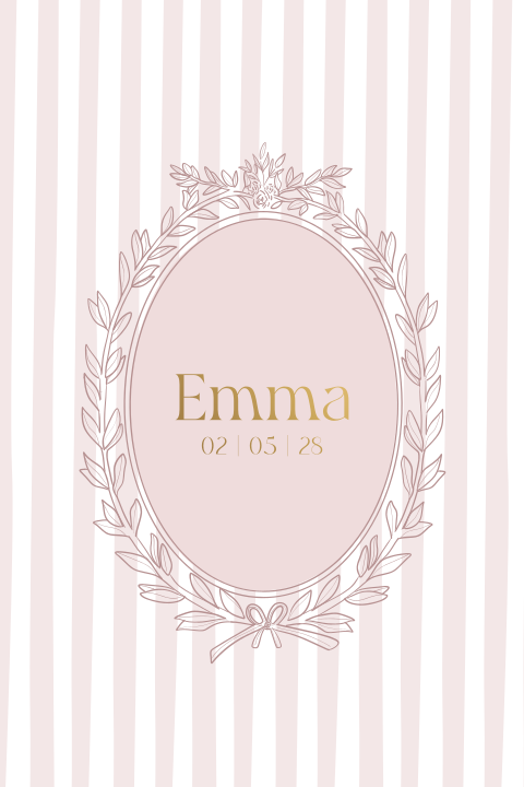 Zomers geboortekaartje met streepjes en takjes