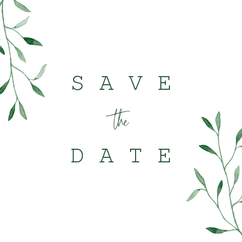 Botanische save the date met takjes