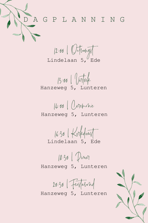 Botanische dagplanning met takjes