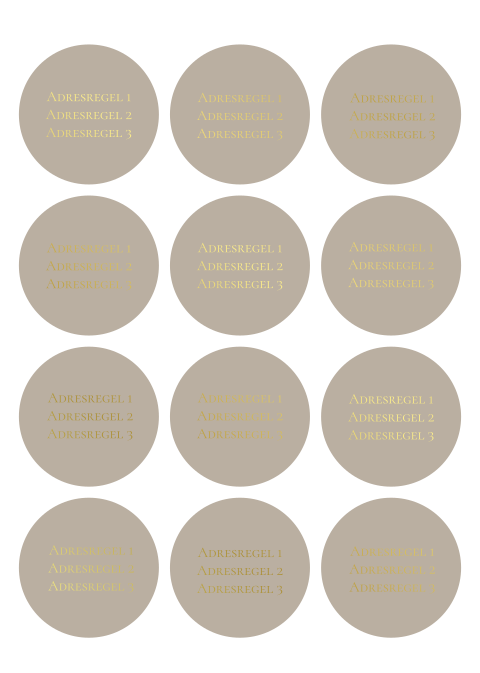 Adresetiketten rond zandkleur