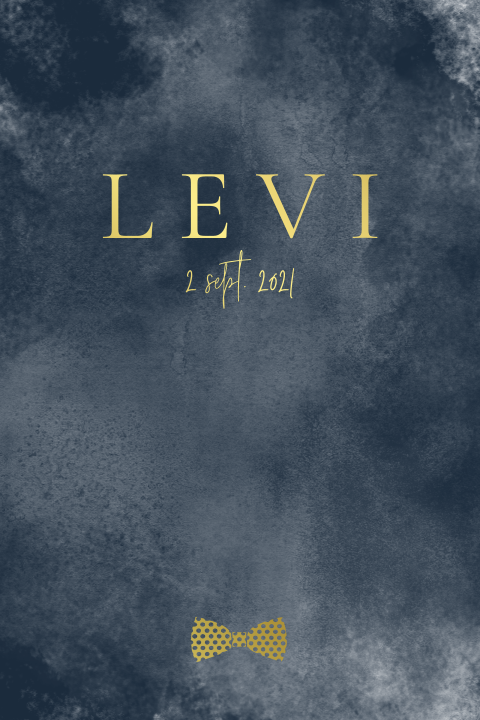 Stoer geboortekaartje goudfolie donkerblauw achtergrond