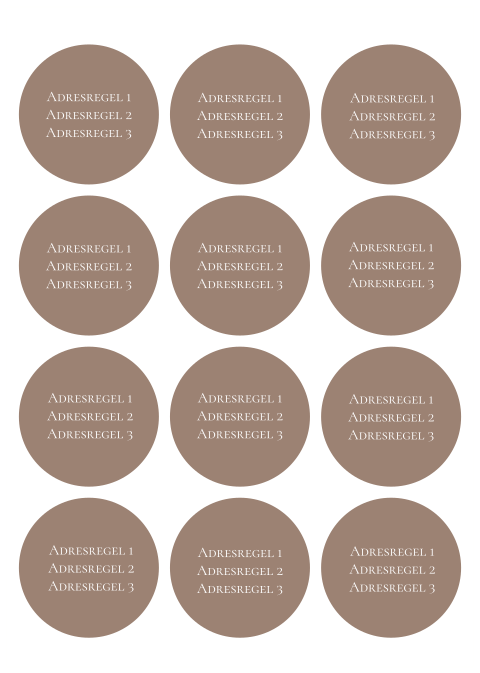Ronde adresetiketten taupe bruin
