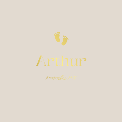 Enkel zandkleur geboortekaartje met voetjes