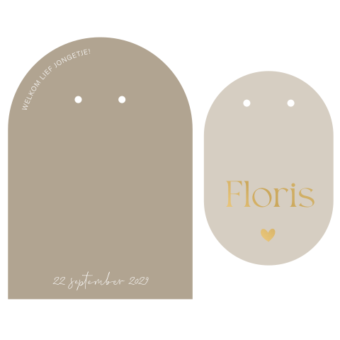 Jongens geboortekaart taupe beige