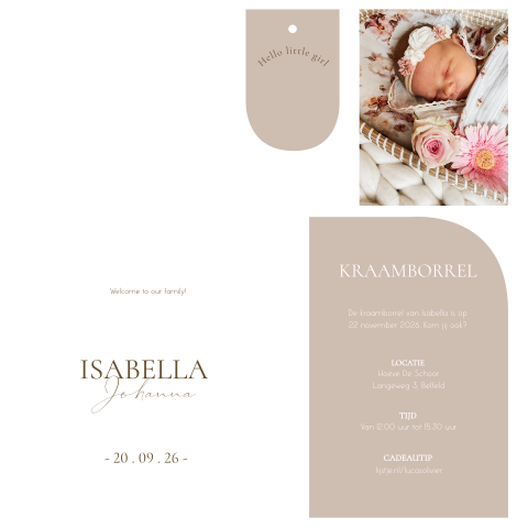 Geboortekaart set meisje chique met lakzegel