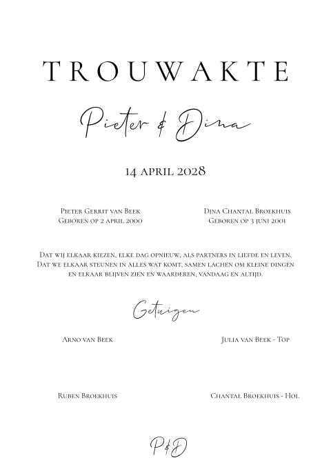 Trouwakte | zwart & wit