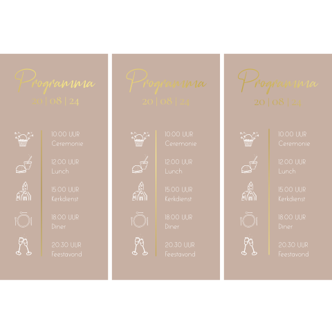 Drie dagplanningen met oudroze achtergrond en goudfolie
