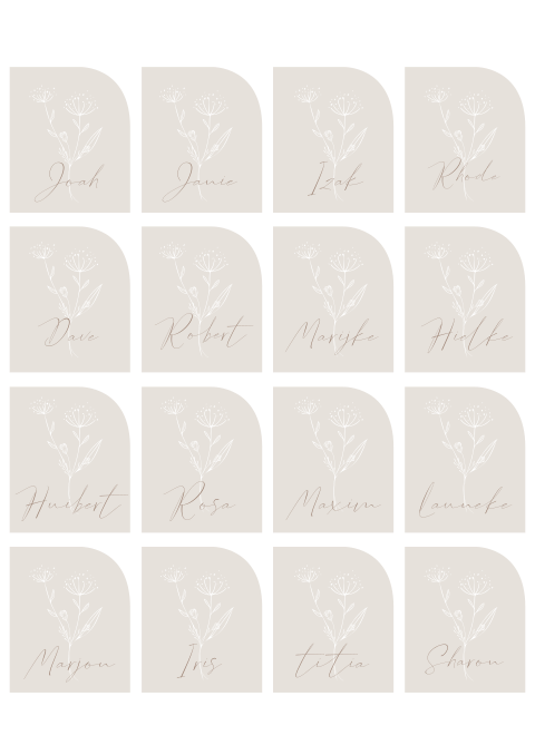 Naamkaartje met boeket