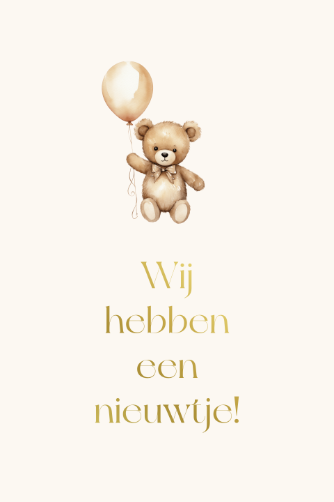 Zwangerschaps aankondiging beige met beertje