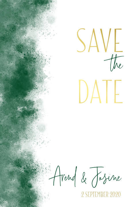 Save the date groen met goud