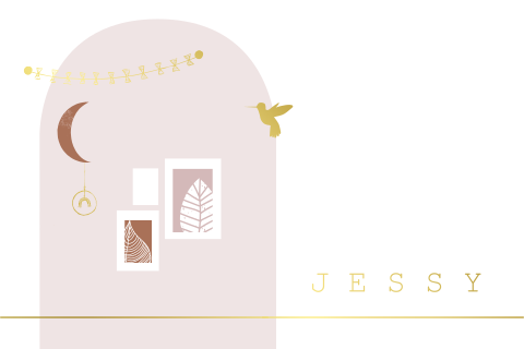 Lief geboortekaartje meisje met abstracte vorm