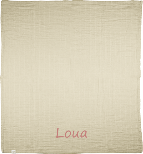 Beige hydrofiele doek met geborduurde naam