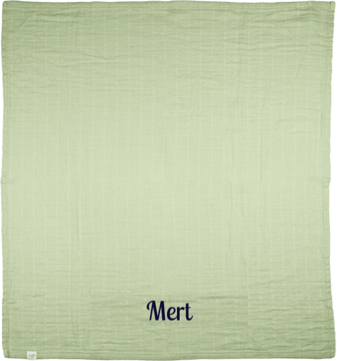 Groene hydrofiel doek met geborduurde naam