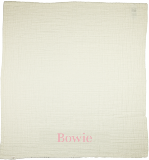 Hydrofiel doek met geborduurde naam | gebroken wit