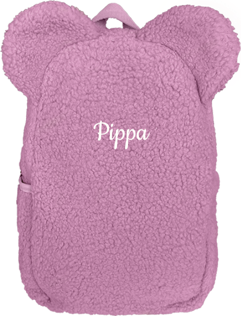 Teddy rugtas met oortjes | paars