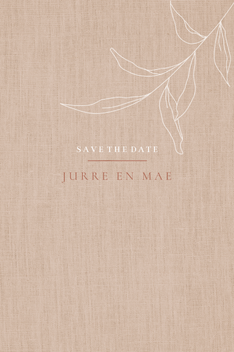 Save the Date uitnodiging met trend linnen en illustratie