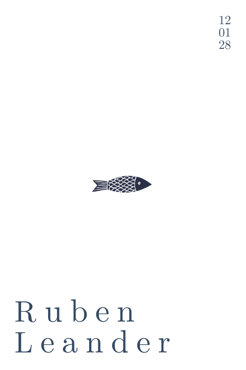 Origineel minimalistisch geboortekaartje jongen met visje blauw