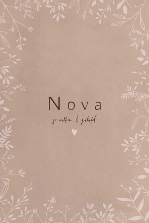 Geboortekaartje meisje met bloemen en velour look